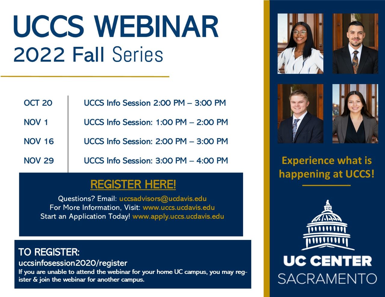 Program Dates & Deadlines UC Merced at UC Center Sacramento
